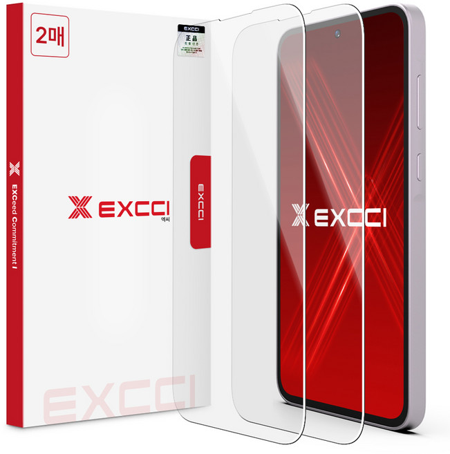 엑씨 글리터 2.5D 강화유리 휴대폰 액정보호필름 2p 세트, 1세트