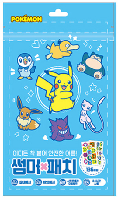 태양생활건강 포켓몬스터 모기퇴치 썸머패치 136p, 혼합색상, 1개