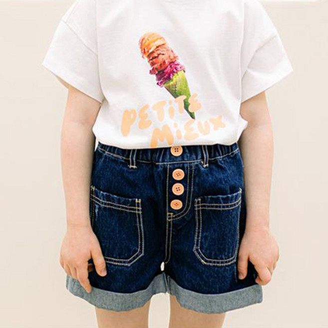 쁘띠뮤 아동용 통기성 마이버튼 청반바지 GMEBB11