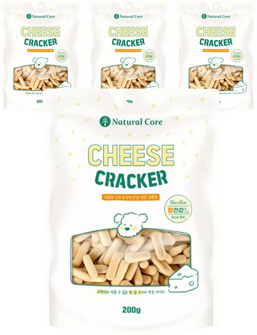 네츄럴코어 강아지 치즈 크래커, 치즈맛, 200g, 4개