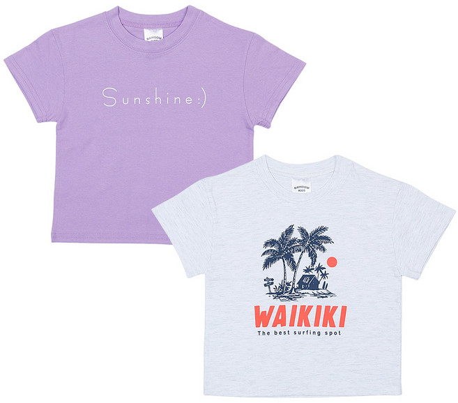 레인보우키즈 아동용 통기성 샤인키키 반팔티 2종 세트