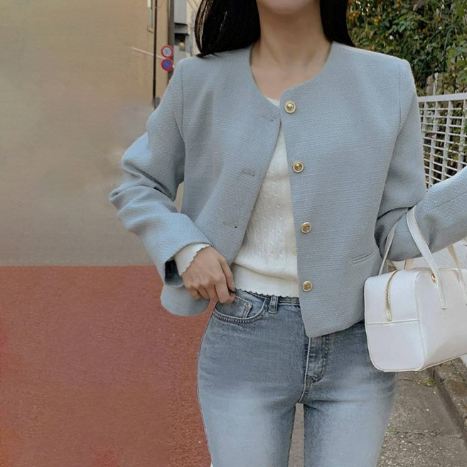 AnotherTWEE 女款 Brie 短版金色圓領夾克 tjk0374