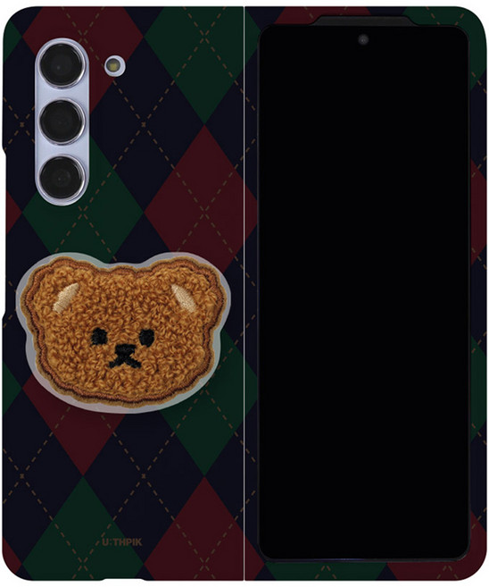유스픽 뽀글곰돌 체크 톡톡 하드 휴대폰 케이스