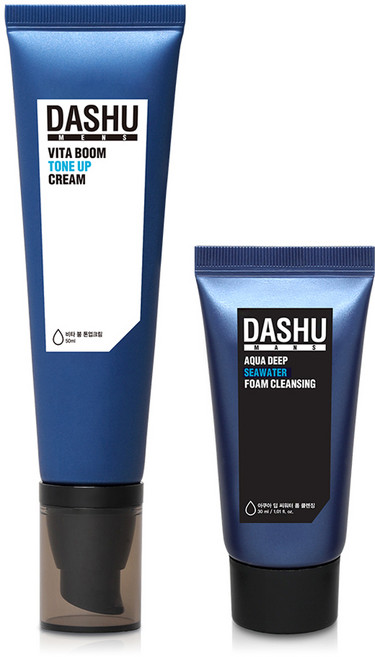 다슈 맨즈 비타 붐 톤업 크림 50ml + 아쿠아 딥 씨워터 폼 클렌징 30ml 세트, 화이트, 1개