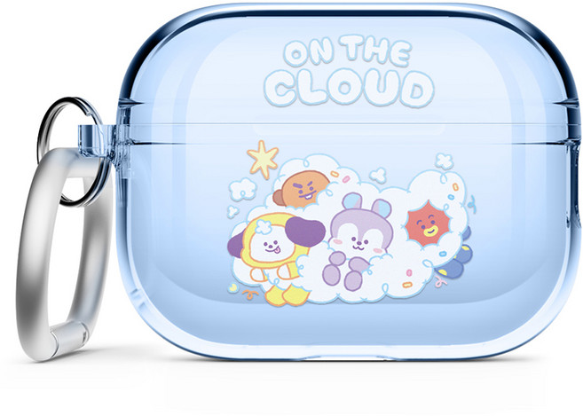 엘라고 온더클라우드 클리어 행 케이스 BT21, 에어팟 프로2, 라이트 블루, 1개