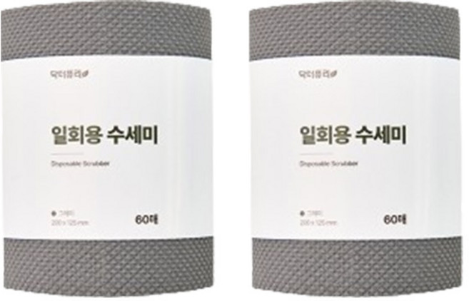 닥터퓨리 일회용 수세미 소형, 2개, 60개입, 그레이