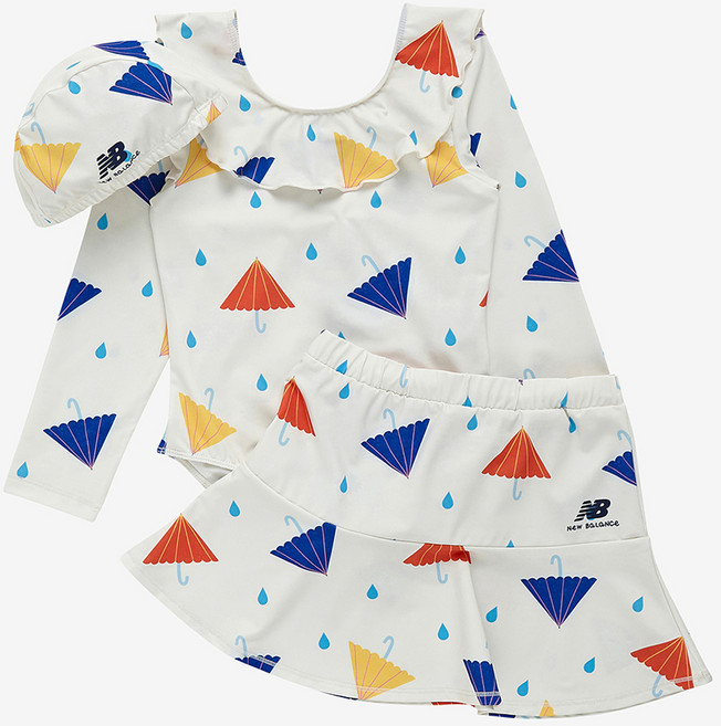 뉴발란스 여아용 패턴 포인트 모노키니 치마 세트