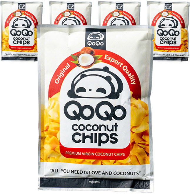 QOQO 椰子脆片, 40g, 5個