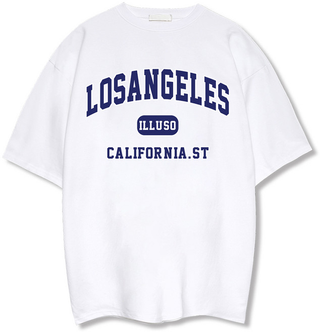 일루소 남성용 소프트 특양면 로스엔젤레스 반팔 티셔츠