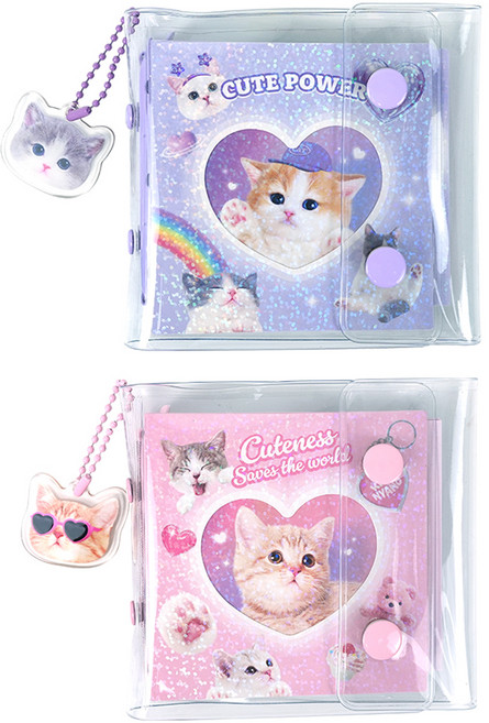 핑크풋 7000 킹냥 미니 정사각 3공다이어리 2종 세트, purple, pink, 1세트