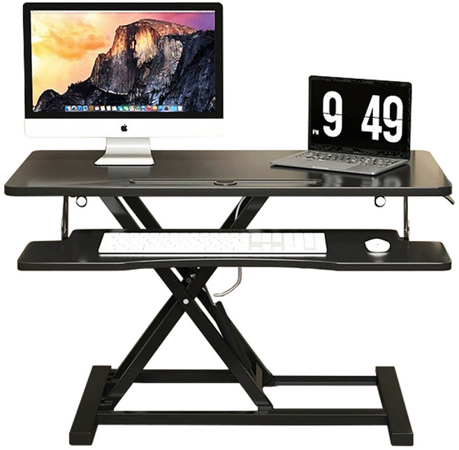 코끼리리빙 높이조절 스탠딩 책상 모션데스크 대, 블랙