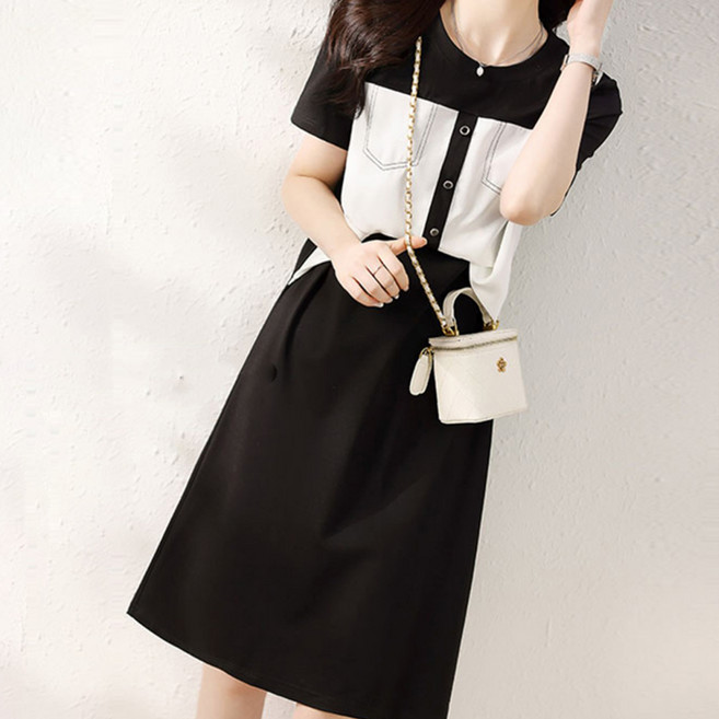 페이퍼먼츠 라운드 스티치 페이크 투피스 원피스 22125 빅사이즈 포함