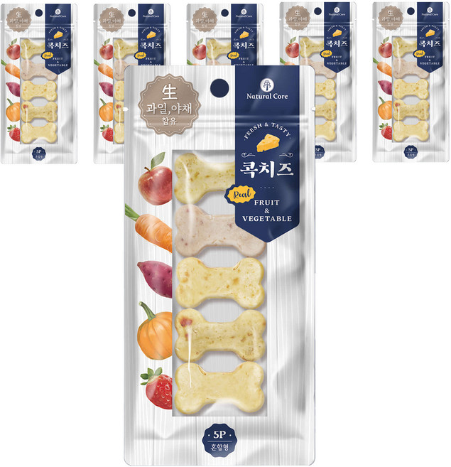 네츄럴코어 강아지 콕치즈, 치즈맛, 65g, 6개