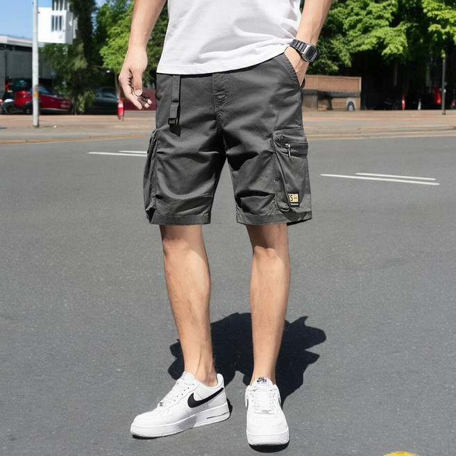 남성용 워싱 스판 카고 밴딩 반바지 YXB08