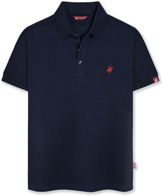 BEVERLY HILLS POLO CLUB 比佛利保羅 中性款Logo刺繡彈力短袖polo衫 CPX0T01, 海軍藍