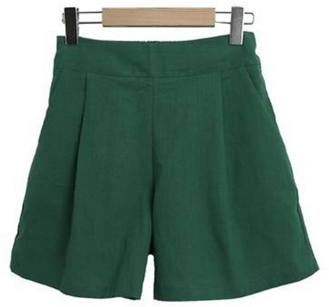 린다샵 여성용 에보닌 뒷밴딩 핀턱 컬러 린넨 반바지 cppt13726k43