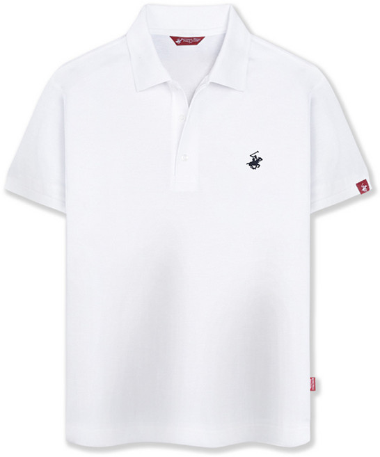 BEVERLY HILLS POLO CLUB 比佛利保羅 中性款Logo刺繡彈力短袖polo衫 CPX0T01, 白色