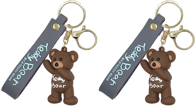 TR테디베어 3D 헬로우 테디베어 키홀더, 그레이, 2개