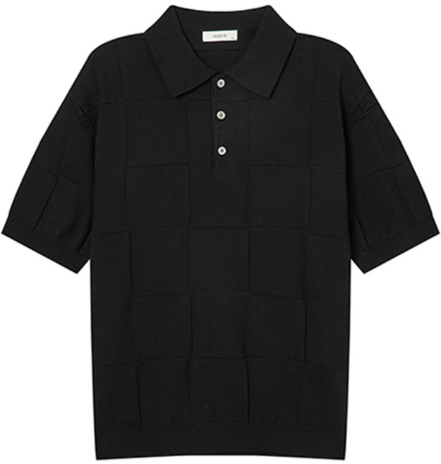 헤지스 남성용 LUXE LINEN 린넨 혼방 조직 카라 니트