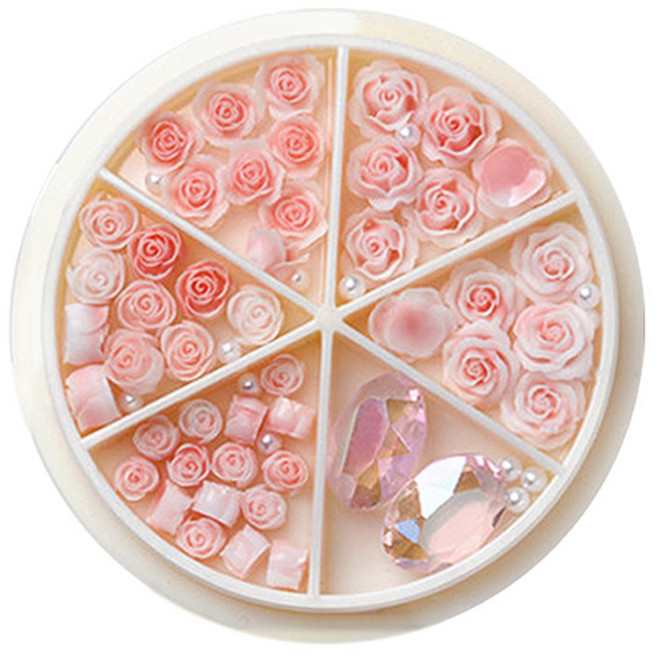 플라워 믹스스톤 네일파츠 세트 KN-P107, 혼합색상(KN-P1074), 1개