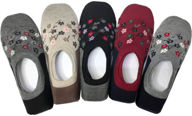 비버리힐스폴로클럽 여성용 미끄럼방지 뉴 진색 면 덧신 5켤레 세트