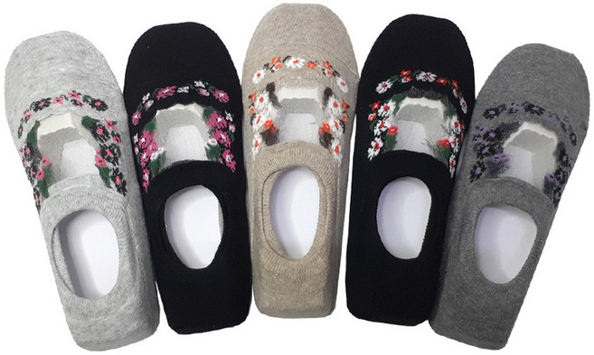 비버리힐스폴로클럽 여성용 미끄럼방지 뉴 모노 덧신 5켤레 세트