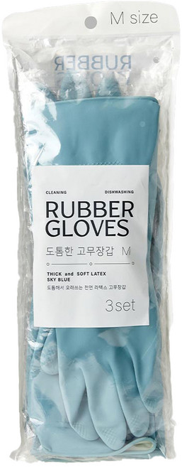 모던하우스 고중량 라텍스 고무장갑 양손착용 3P세트, 스카이블루, 중(M), 1세트