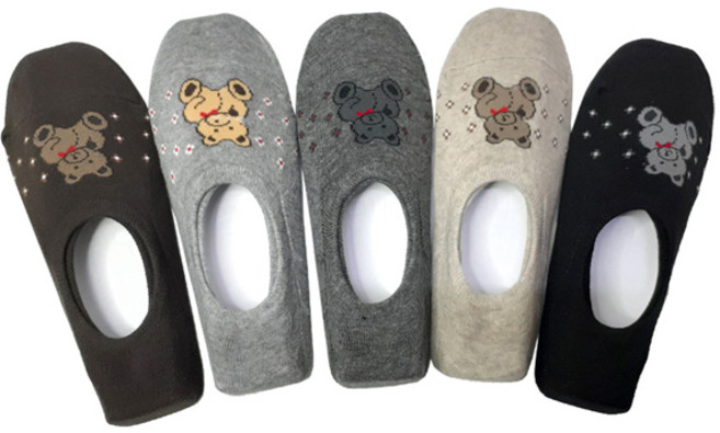 비버리힐스폴로클럽 여성용 미끄럼방지 뉴 진색 면 덧신 5켤레 세트