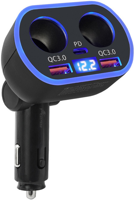 에이스피드 차량용 5구 고속 충전 시거잭, C77, 블랙