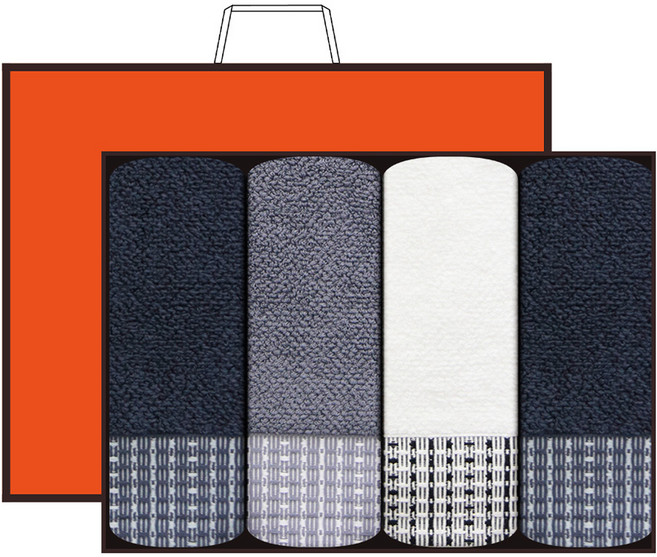 송월타월 호텔컬렉션 톤40 170g 30수 면사 4종 세트 + 쇼핑백, 아이보리, 그레이, 블루, 1세트