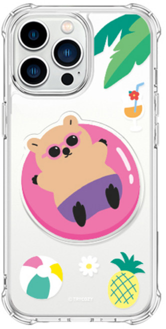 트라이코지 쿼카 여름 휴가 방탄 젤하드 휴대폰 케이스 + 아크릴톡 세트