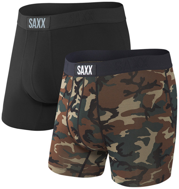 saxx (SAXX) 加拿大第一男性超柔軟四角褲 黑色 木紋迷彩 2件組 SXPP2V-WDB
