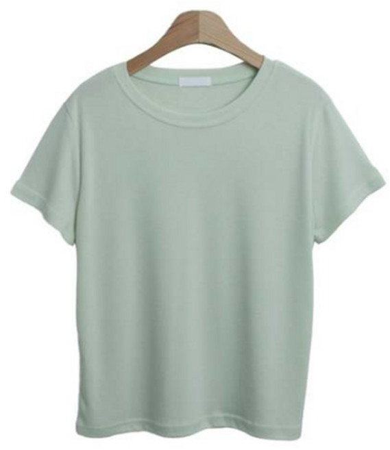 린다샵 여성용 폼푸스 라운드넥 베이직 무지 레귤러 반팔 티셔츠 cpt14901k43
