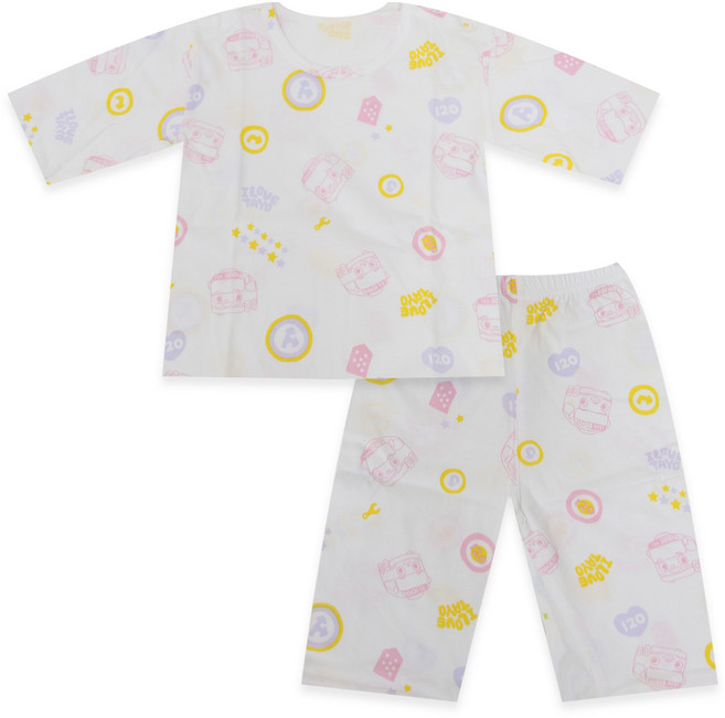 씨엘스토리 여아용 꼬마버스타요 7부 실내복 상하 세트