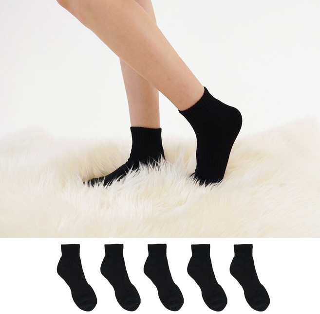 가나양말 남성용 프리미엄 이중바닥 쿠션 스포츠 단목 양말 5켤레 세트