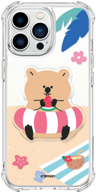 트라이코지 쿼카 여름 휴가 방탄 젤하드 휴대폰 케이스 + 아크릴톡 세트