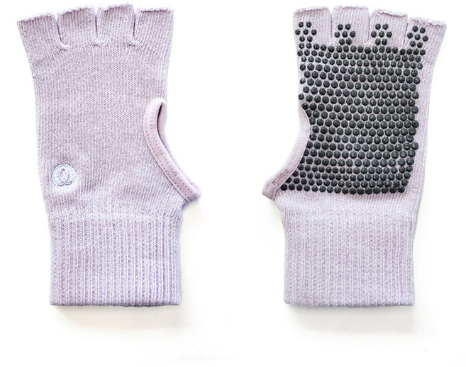 아사나 썸홀 하프 핑거 미끄럼방지 요가 필라테스 장갑 양손세트, 라벤더, 1세트