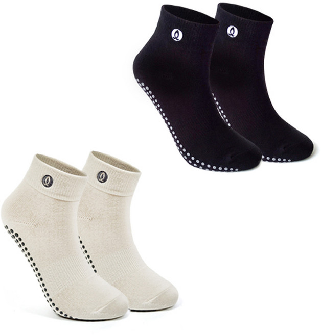 아사나 남성용 빅사이즈 앵클 미끄럼방지 요가 필라테스 양말 2켤레 세트