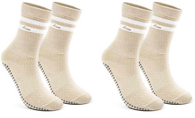 아사나 요가 필라테스 미끄럼방지 미들 삭스 2켤레 세트