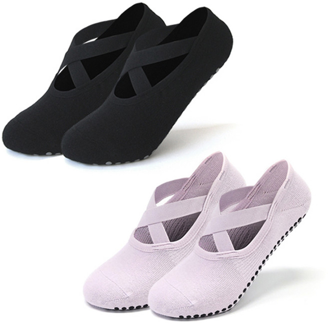 아사나 크로스리본 스트롱 미끄럼방지 요가 필라테스 양말 2켤레 세트