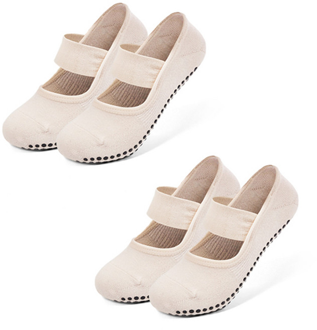 아사나 와이드 밴드 스트롱 미끄럼방지 요가 필라테스 양말 2켤레 세트