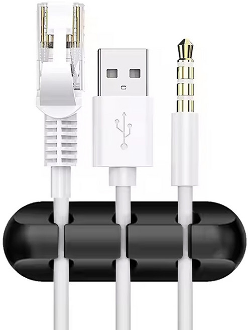 엔더 USB 충전 케이블 선정리 홀더 클립 3구, 1개, 블랙