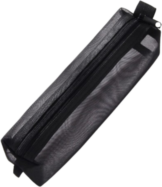 갠지라이프 사각 메쉬 펜파우치 학생 필통, 블랙, 1개