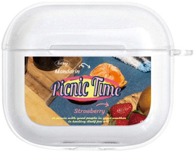 에잇클로드 빈티지매거진 에어팟 3 세대 클리어 일체형 케이스, 피크닉타임, 1개