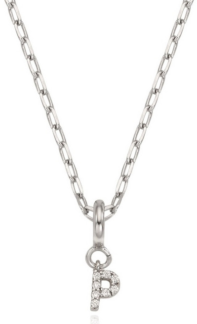 오에스티 여성용 925순은 마이 이니셜 P 드롭 체인 목걸이