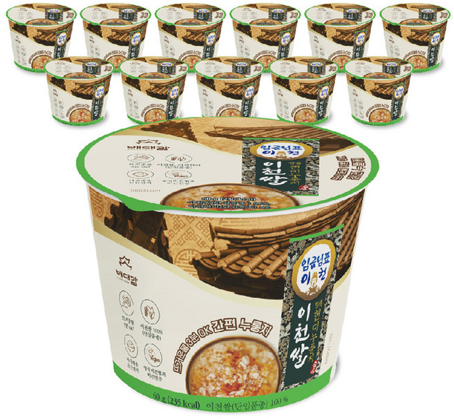 배대감 이천쌀 명품 간편 컵 현미 누룽지, 60g, 12개