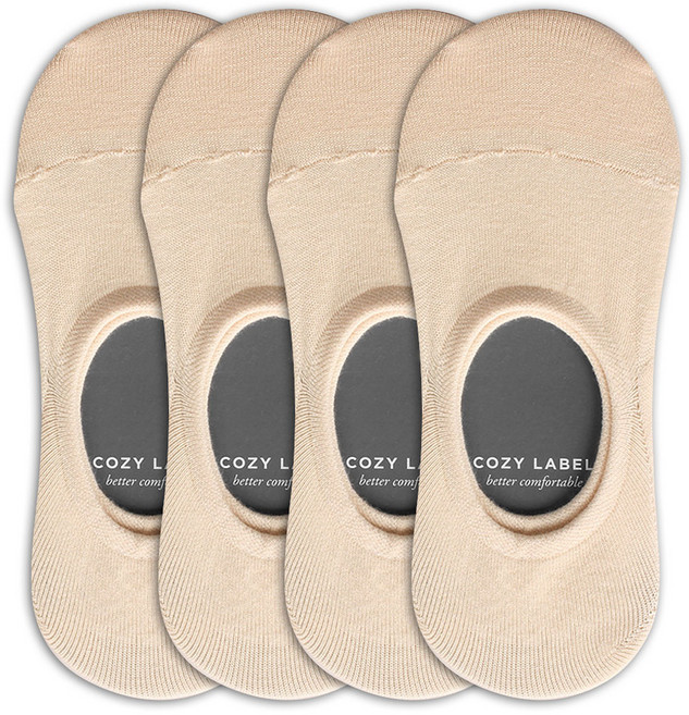 코지라벨 여성용 탄탄한 앞코 2겹 딱붙 페이크삭스 4켤레