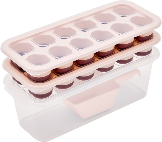 리빙오보제 트위스트 이중 아이스트레이 12구 2p + 얼음보관통 + 스쿱 세트, 퍼플, 1세트