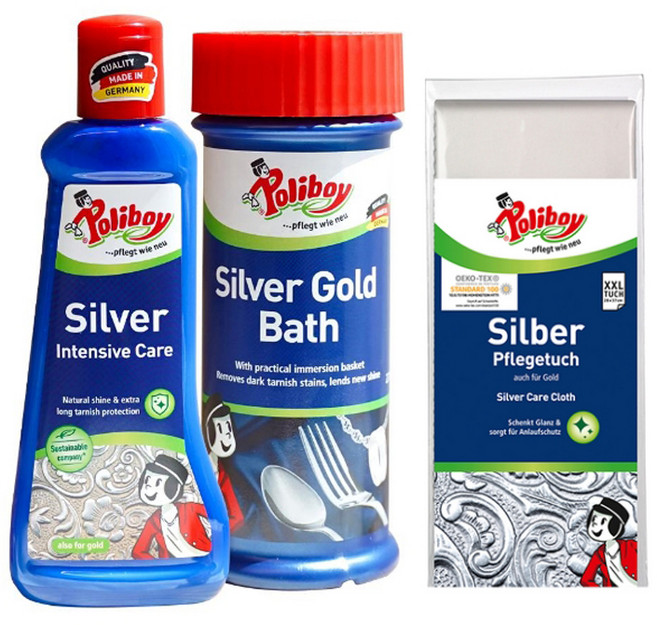 폴리보이 액세서리 관리용품 실버 골드 바스 + 인텐시브케어 + 클로스 폴리싱천 세트
