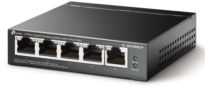 티피링크 5포트 기가비트 데스크톱 PoE + 4포트 스위치, TL-SG1005LP, 1개
